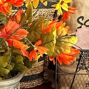 Wicker basket needle point and candle holder